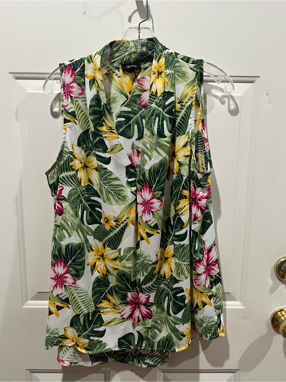Tascara Tropical Floral Sleeveless Swim Cover-Up in White/Green